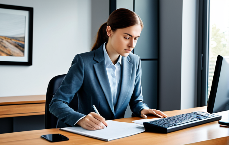 정보보안 실무에서 자주 발생하는 내부 위협 사례 - **

"A professional IT security officer in a modern, brightly lit office environment, examining a ne...