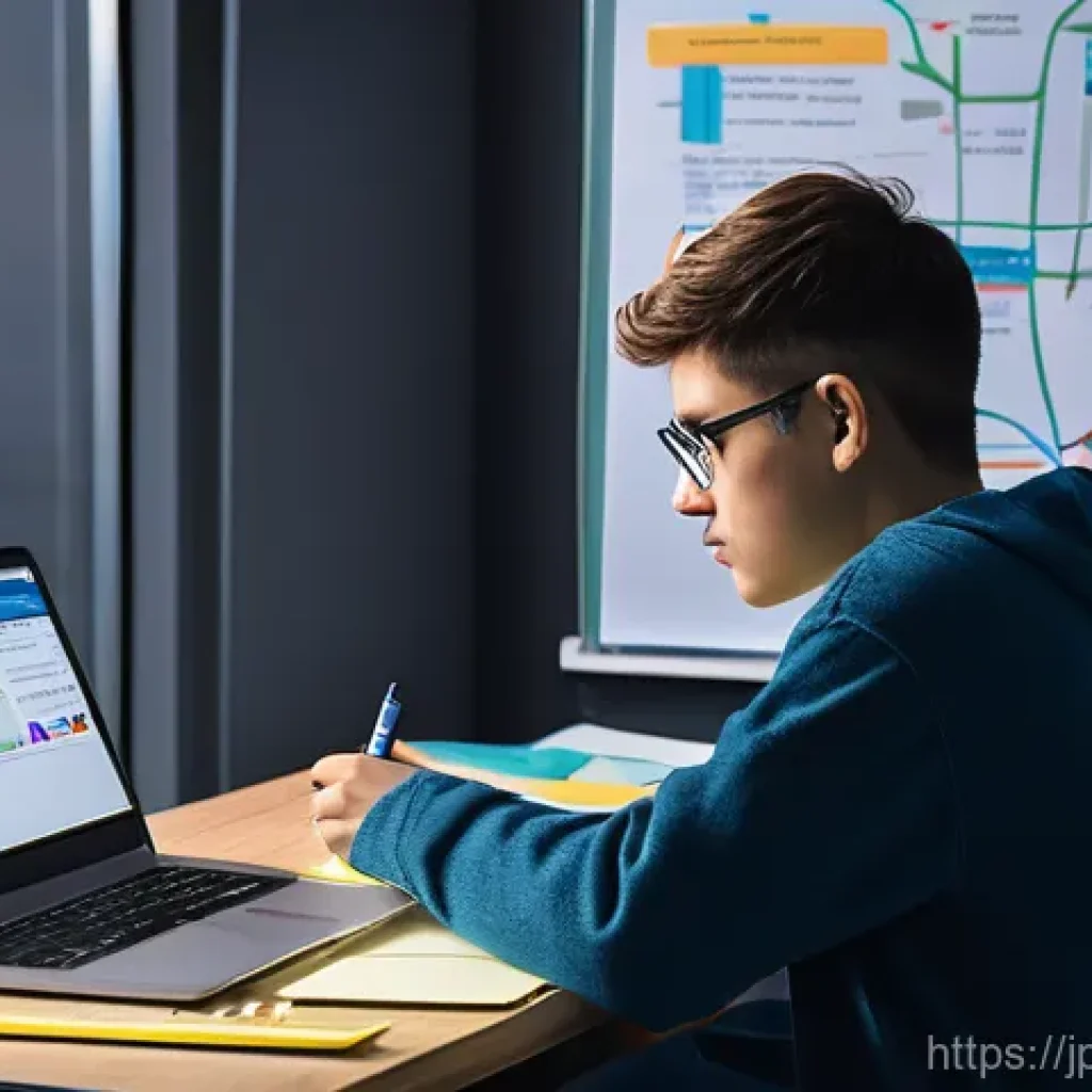 정보보안기사 실기 시험 대비 네트워크 학습법 - **Prompt 1: Deep Dive into Network Protocols**
    A focused, mid-shot image of a young adult, possi...